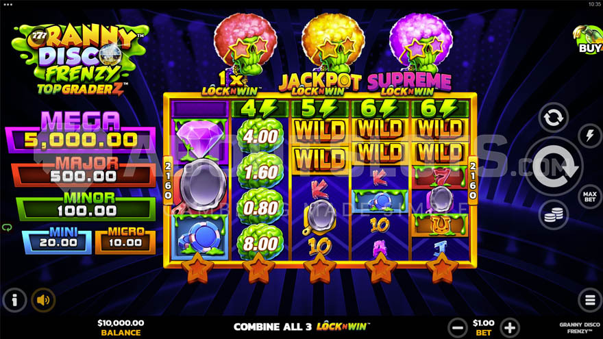 Mega Jackpot on left side