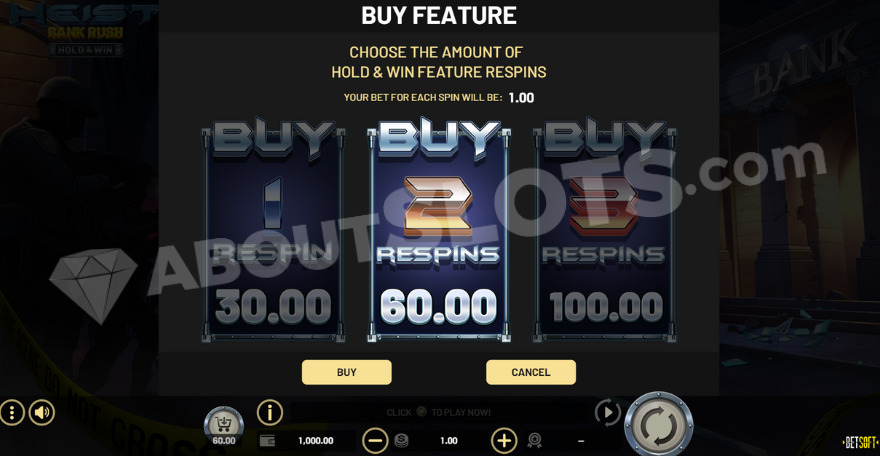 Bonus Buy feature with three options to choose from.