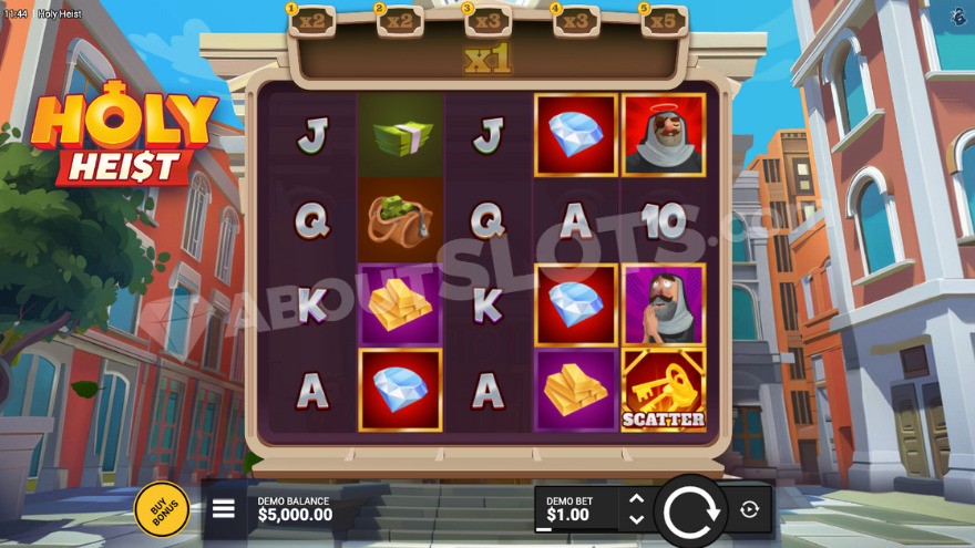 Base game with a quiet alleyway in the background.