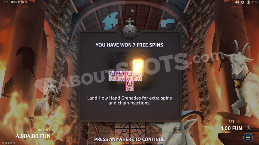 Начальный экран бонусной игры с изображением коз по бокам.