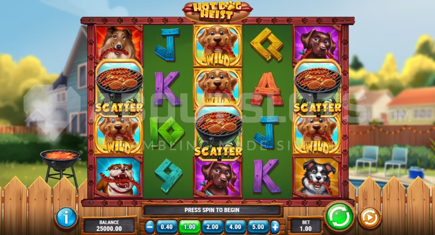 Scatter Symbol on reels 1, 3, and 5 in Hot Dog Heist slot game