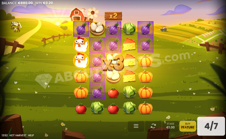 Bonus game view, showcasing a 3X multiplier on a win.