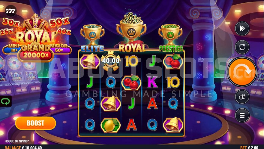 Casino slot game in a casino setting.