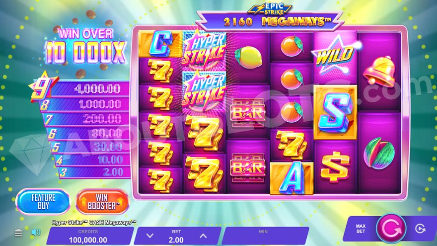 Six reels are displayed against a green backdrop.