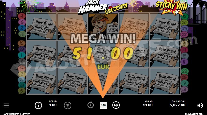Jack Hammer Sticky Win Respin Feature