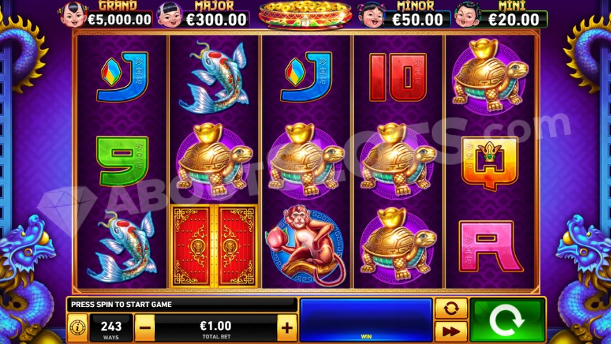 Base game with jackpots displayed above the reels.