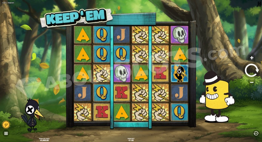 Base game with Kenny Bank$ on the right of the reels.