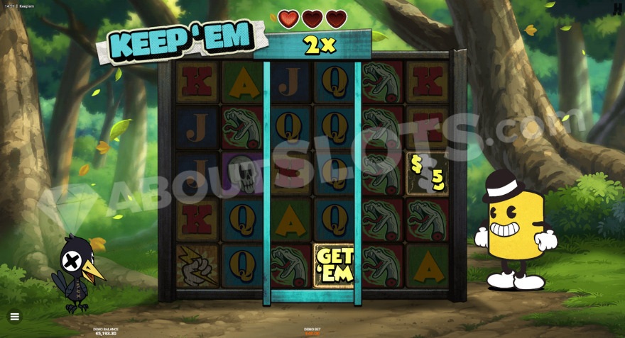 Collection feature with 2X multiplier above the reels.