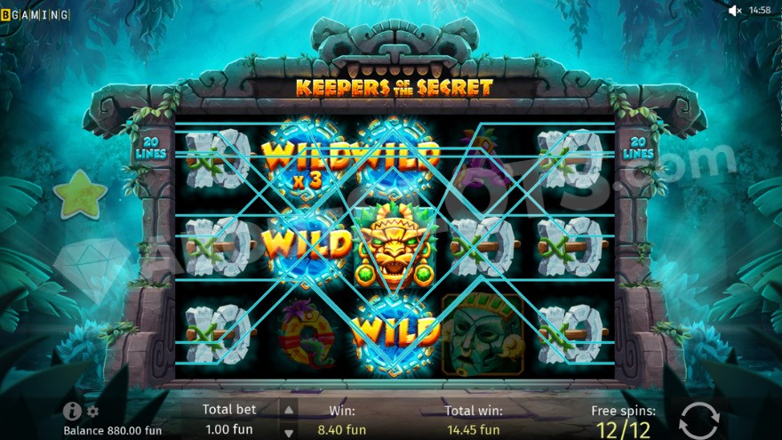 Keepers Of The Secret Free Spins Feature Screenshot