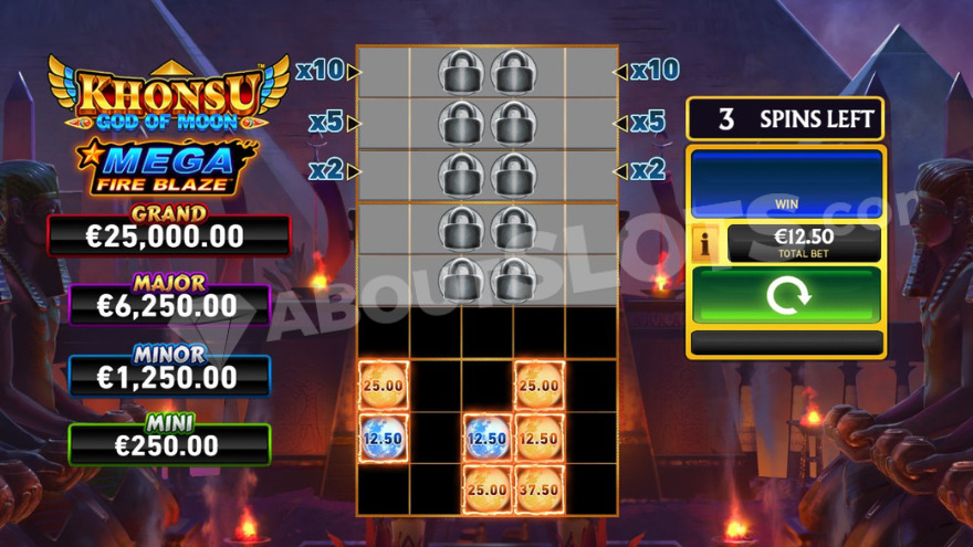 Bonus game where jackpots can be seen to the left of the reels.