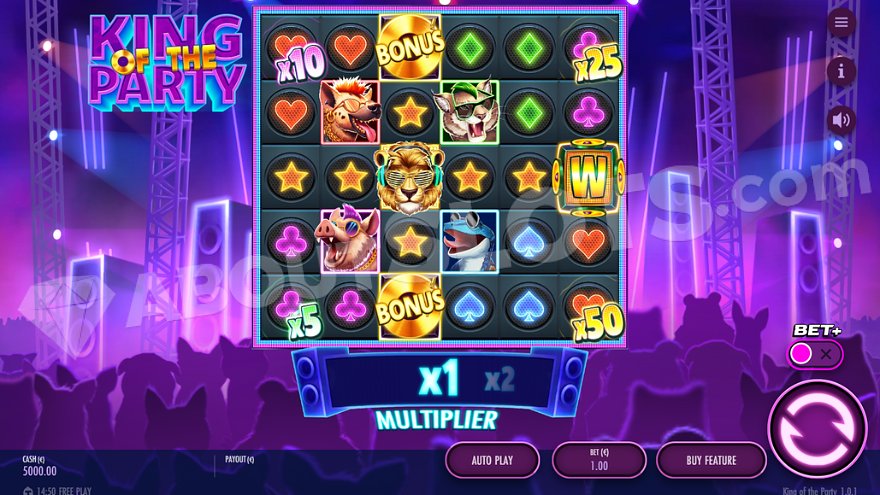 King of the Party Slot Game Interface