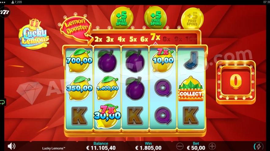 Lucky Lemons Free Spins Screenshot