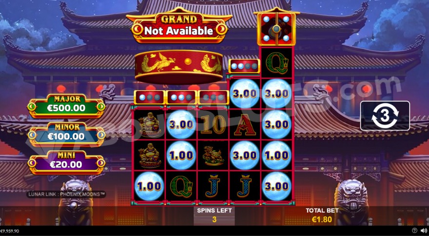 Hold & Respin feature with three respins remaining.