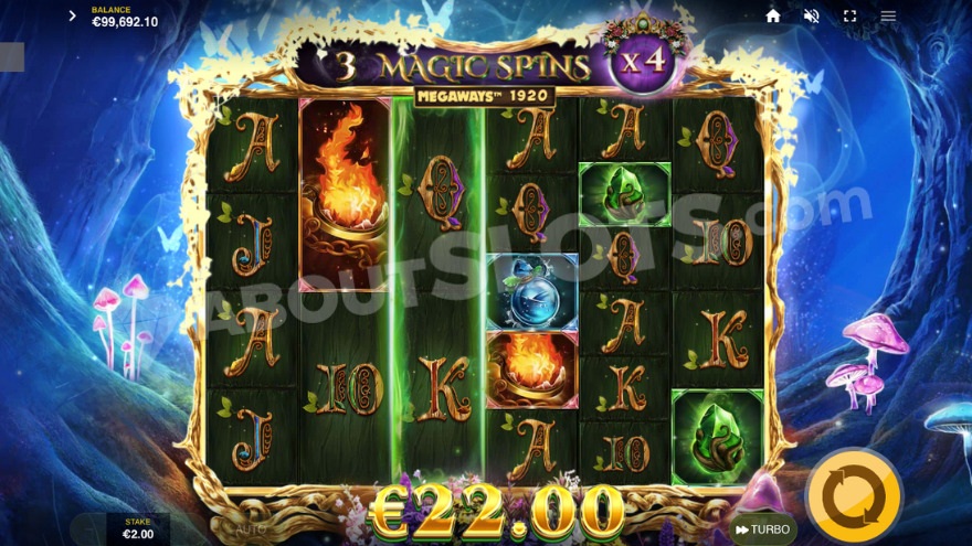 Magic Spins bonus game with a 4X multiplier in Magic Powers Megaways.