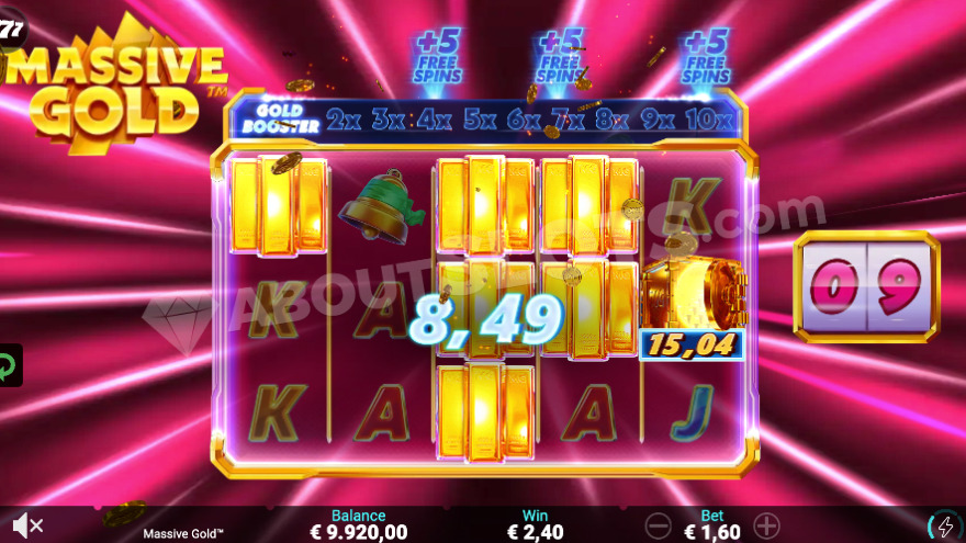 Bonus game with 9 free spins remaining.