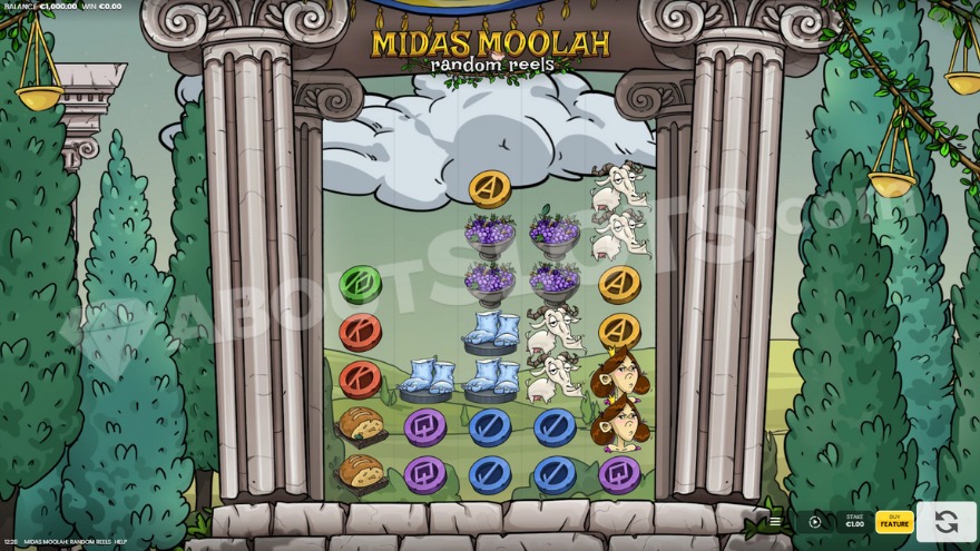 Slot machine with 5 reels and 9 rows.