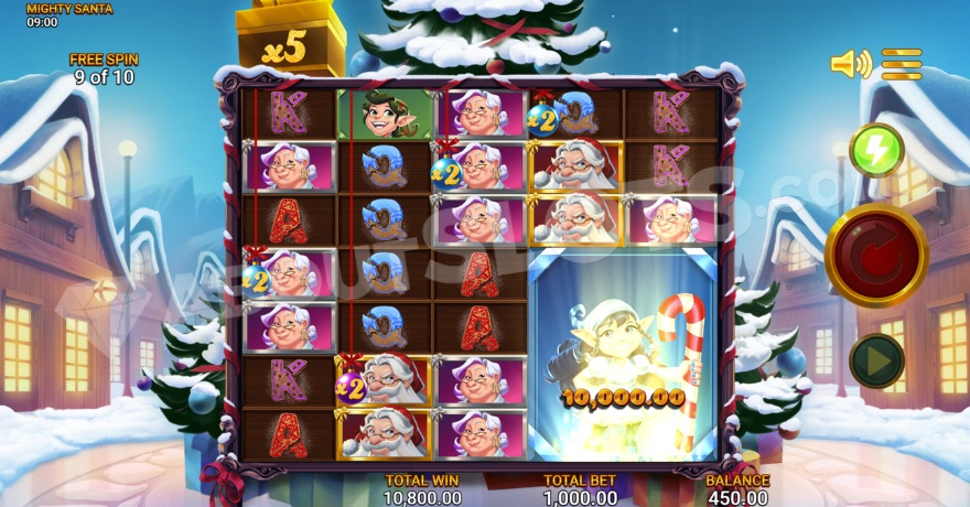 Screenshot of the free spins screen