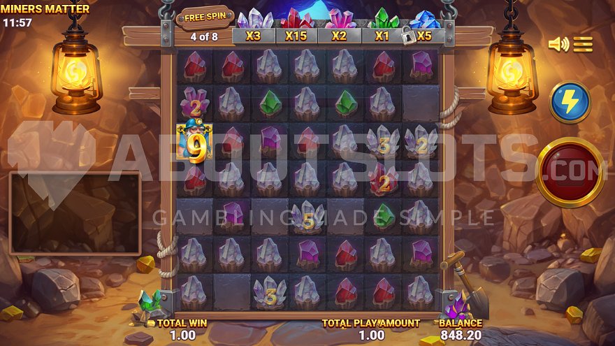 Winning during the fourth of eight free spins.