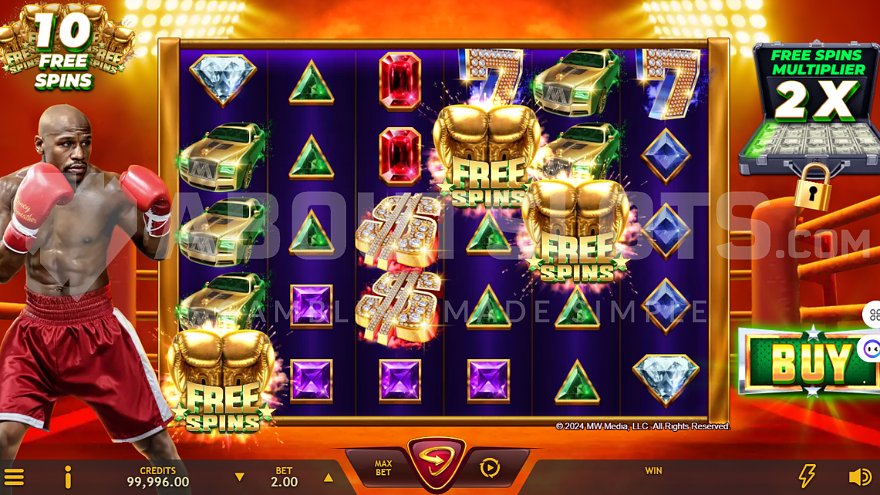 Slot machine on a boxing ring.