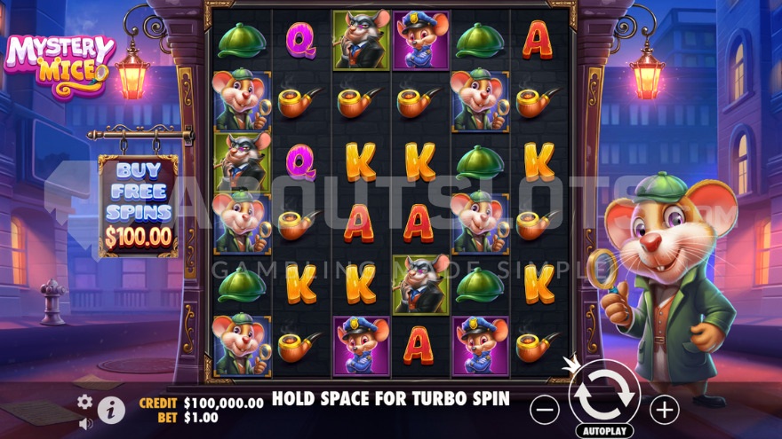 Detective mouse standing to the right of the reels