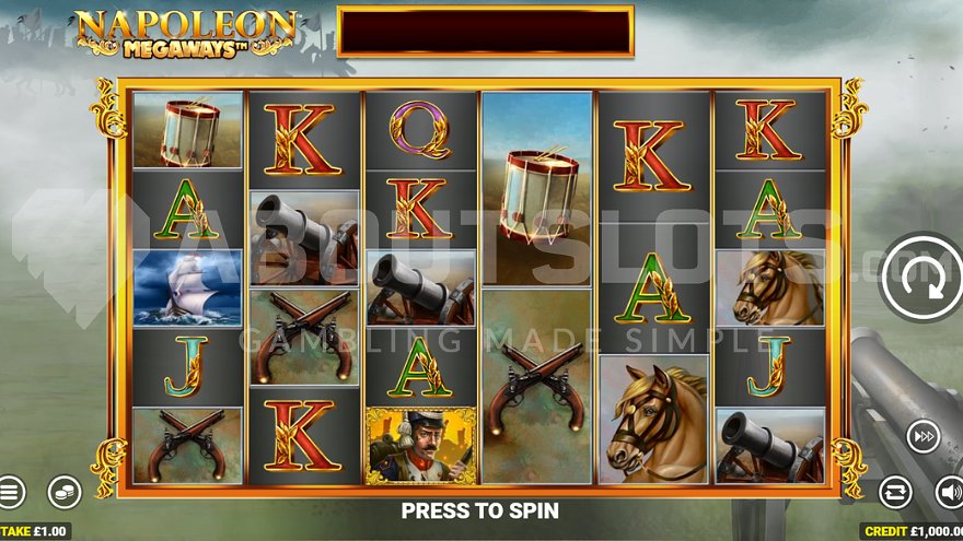 Gameplay of Napoleon Megaways slot.
