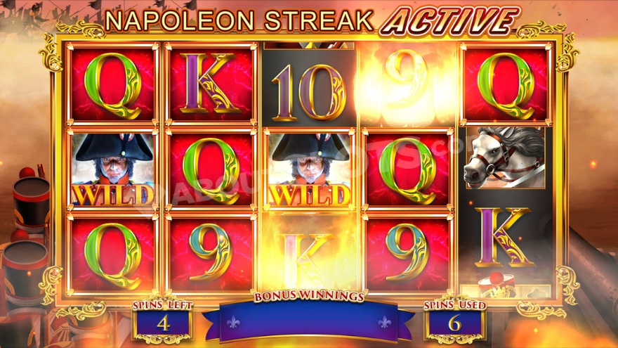 Free Spins bonus game with Napoleon Streak feature activated.