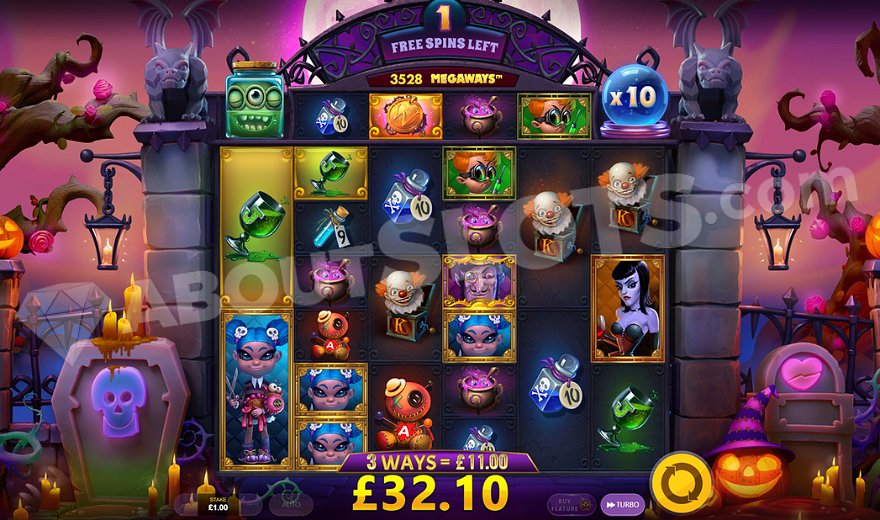 11X win on the last Free Spin, restarting the feature for 3 spins.