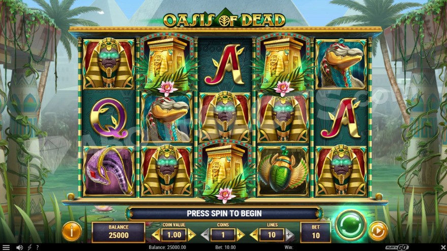 Base game with a green oasis in the background.