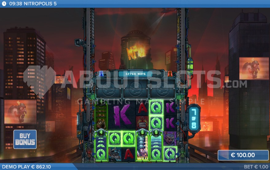 Bonus Game feature with current 32,768 ways to win in Nitropolis 5.