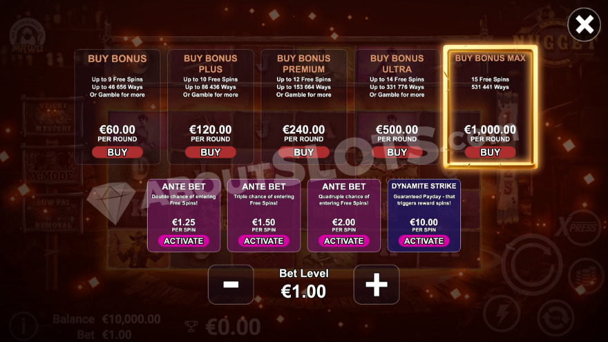 Nugget Slot Feature Buy Options