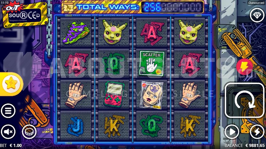A slot machine with a 4x4 reel layout.