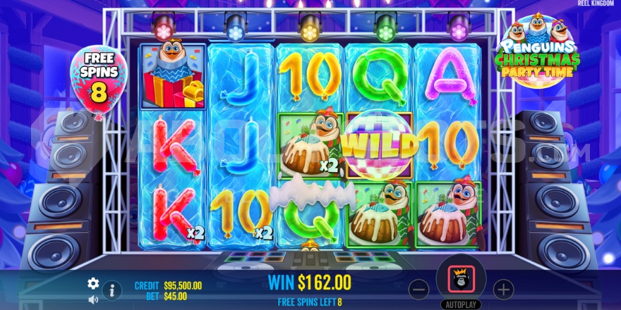 Penguins Christmas Party Time Snowball Booster Free Spins Feature