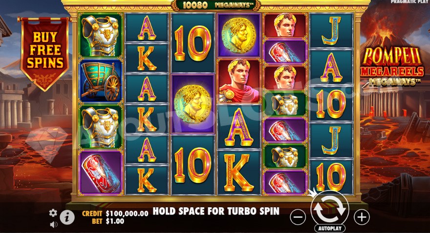 Base game with erupting volcano visible on the right.