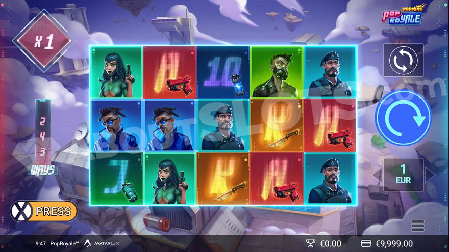 Пять барабанов игрового автомата с красочными символами людей.