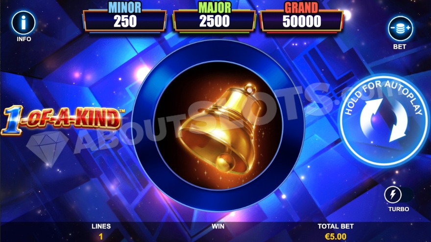 Main view of the 1-Of-A-Kind slot game, set in a space-themed environment
