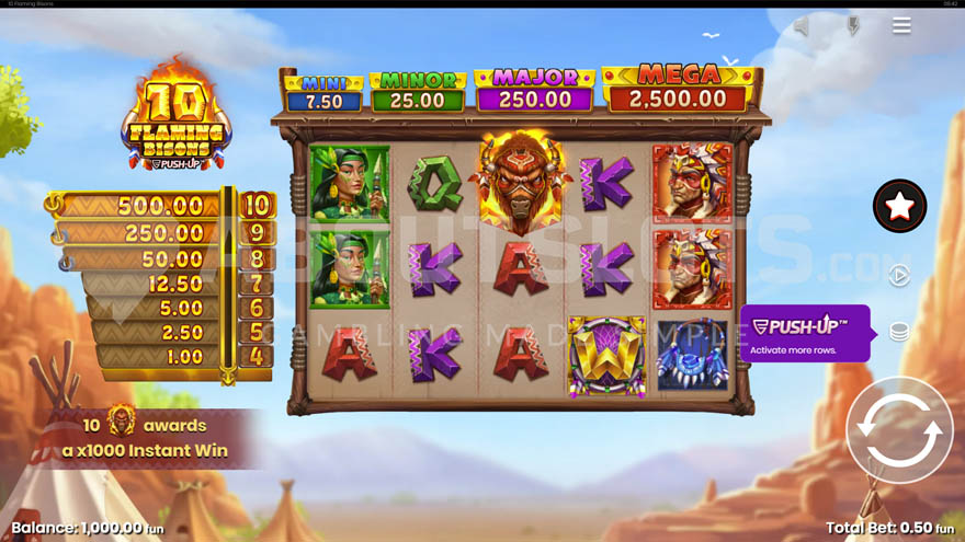 Base game with instant prize ladder on the left.