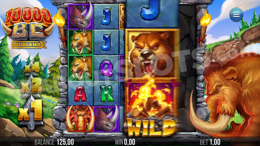 Mammoth pushes three gigablox symbols from right to left.