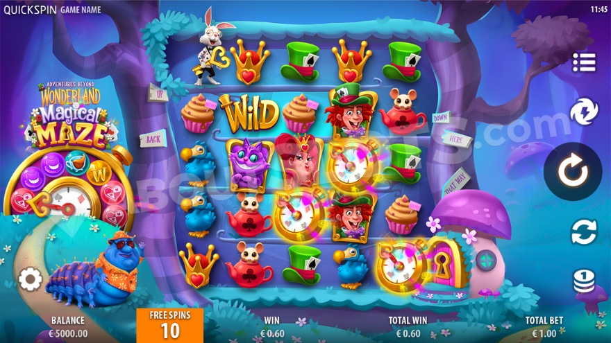 Image of one of the free spins features with a blue, dim landscape