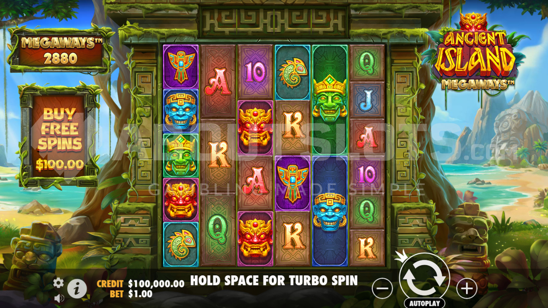 Base Game in Ancient Island Megaways Slot