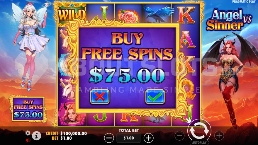 Bonus Buy feature allowing players to purchase free spins for 75x the stake.