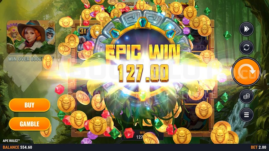 Significant win in Ape Rulez slot.