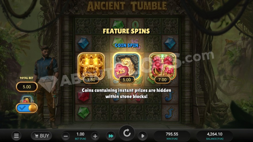 Feature spins options with three choices.