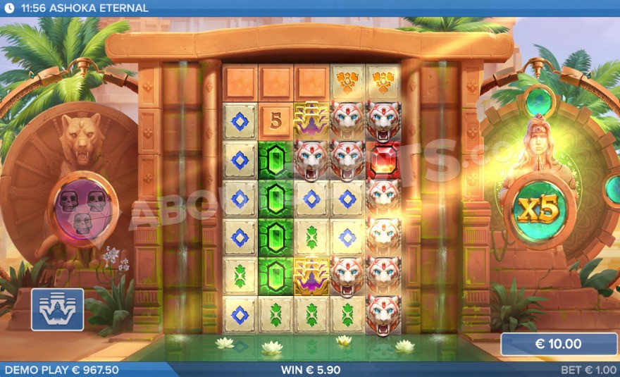 Charged Wilds leading to a significant win in Ashoka Eternal.