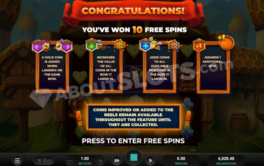 Beellionaires Dream Drop bonus game entry screen.