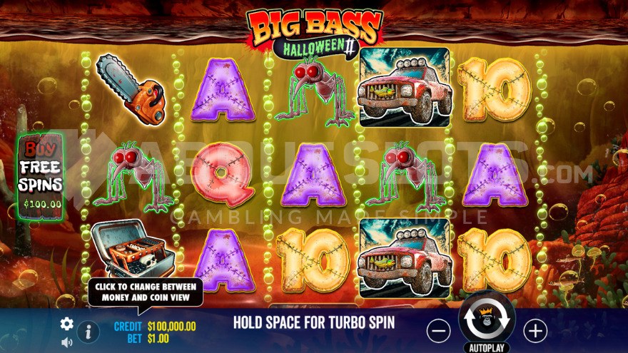 Two car symbols on the 4th reel in Big Bass Halloween 2 slot base game