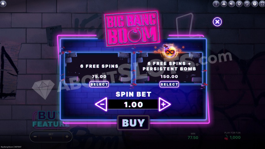 Bonus buy feature with two options to choose from.