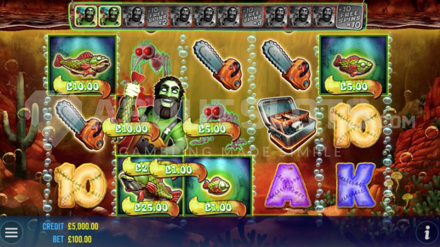Wild Fisherman symbol on the second reel in Big Bass Halloween 2 slot