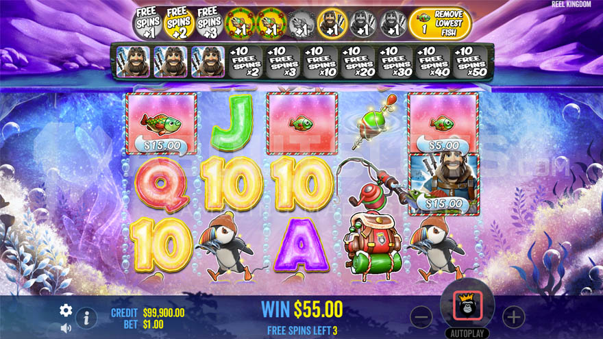 Big Bass Xmas Extreme free spins bonus game.
