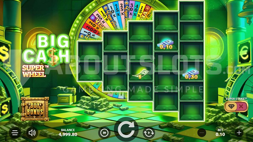 Casino slot with a wheel in the background.