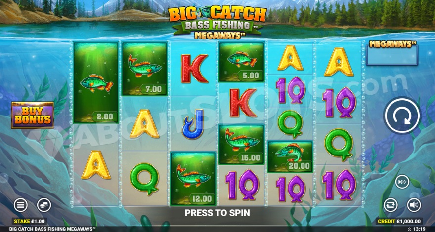Big Catch Bass Fishing Megaways base game screenshot
